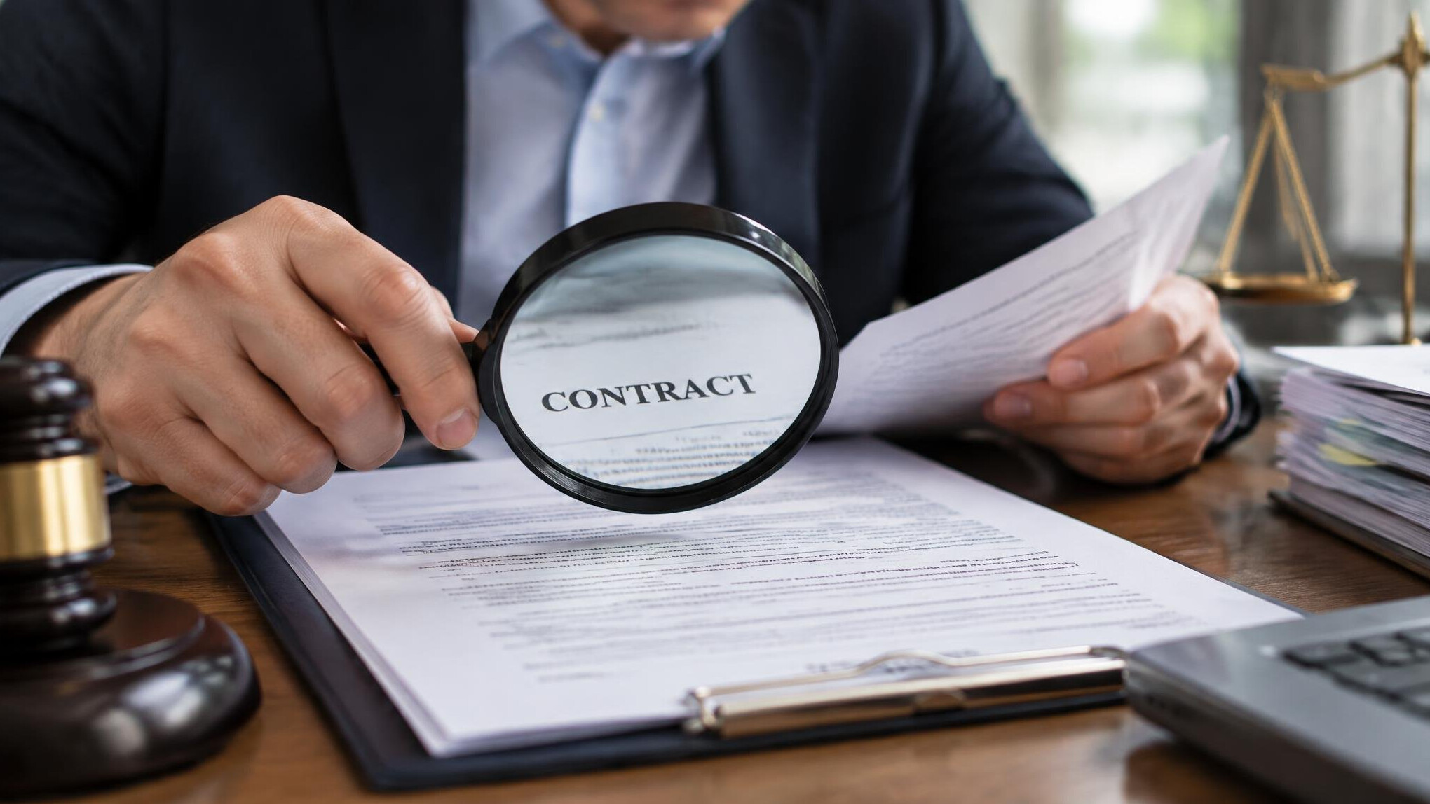 magnifying glass over contract