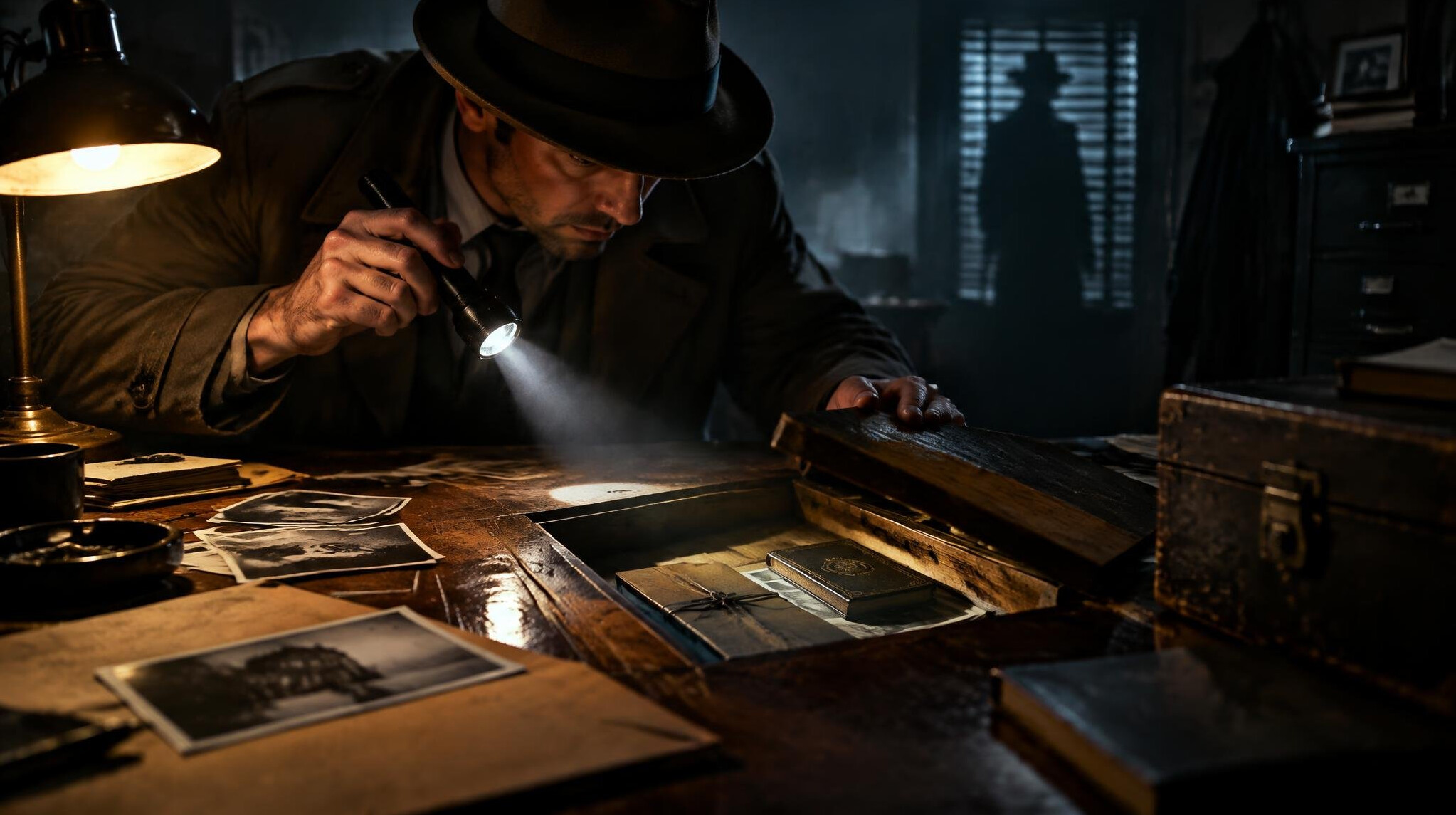 detective searching for clues