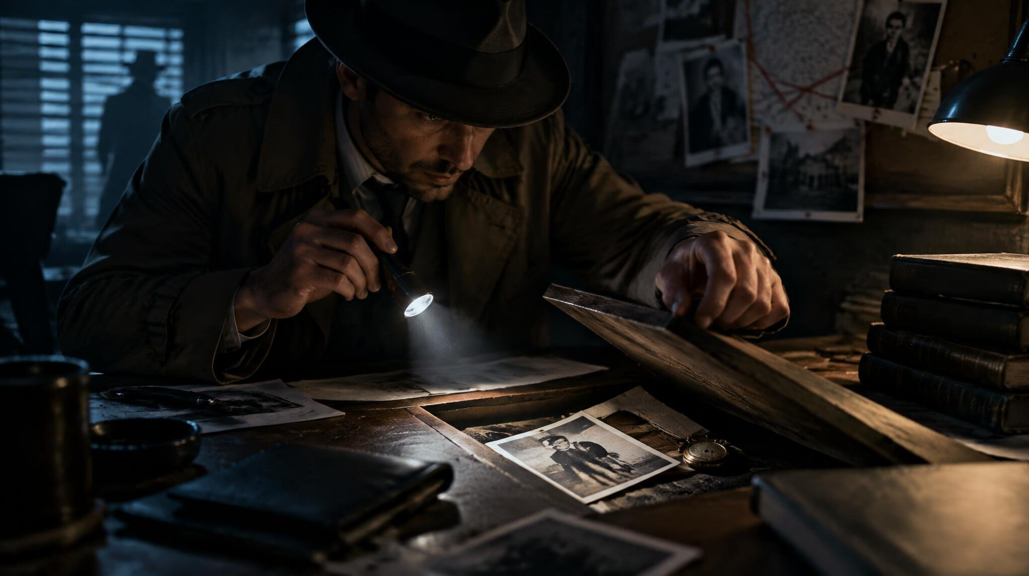 detective searching for clues