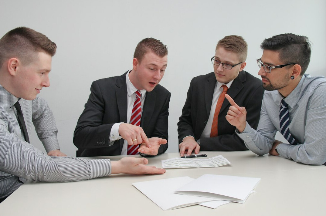 team reviewing evidence