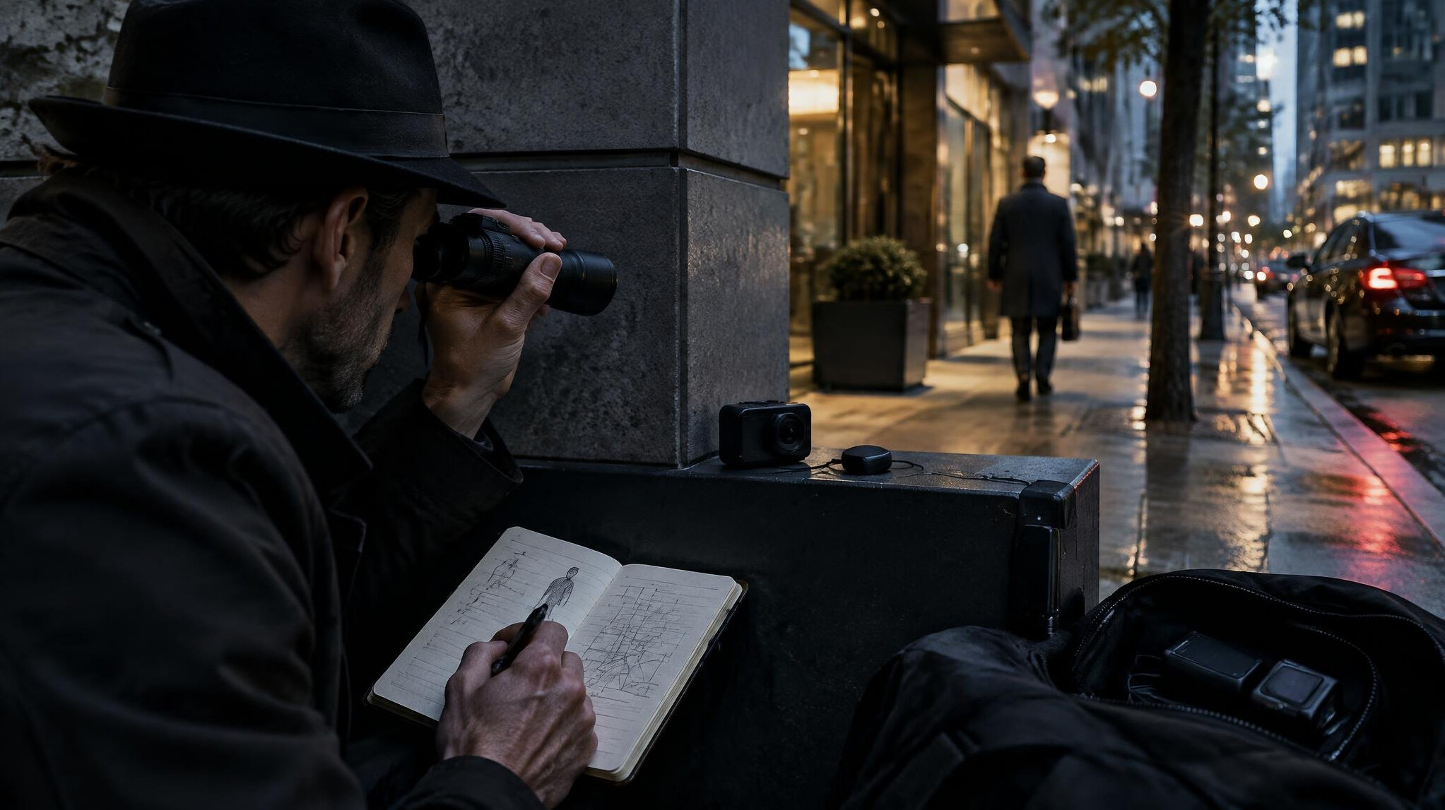 detective investigating in city