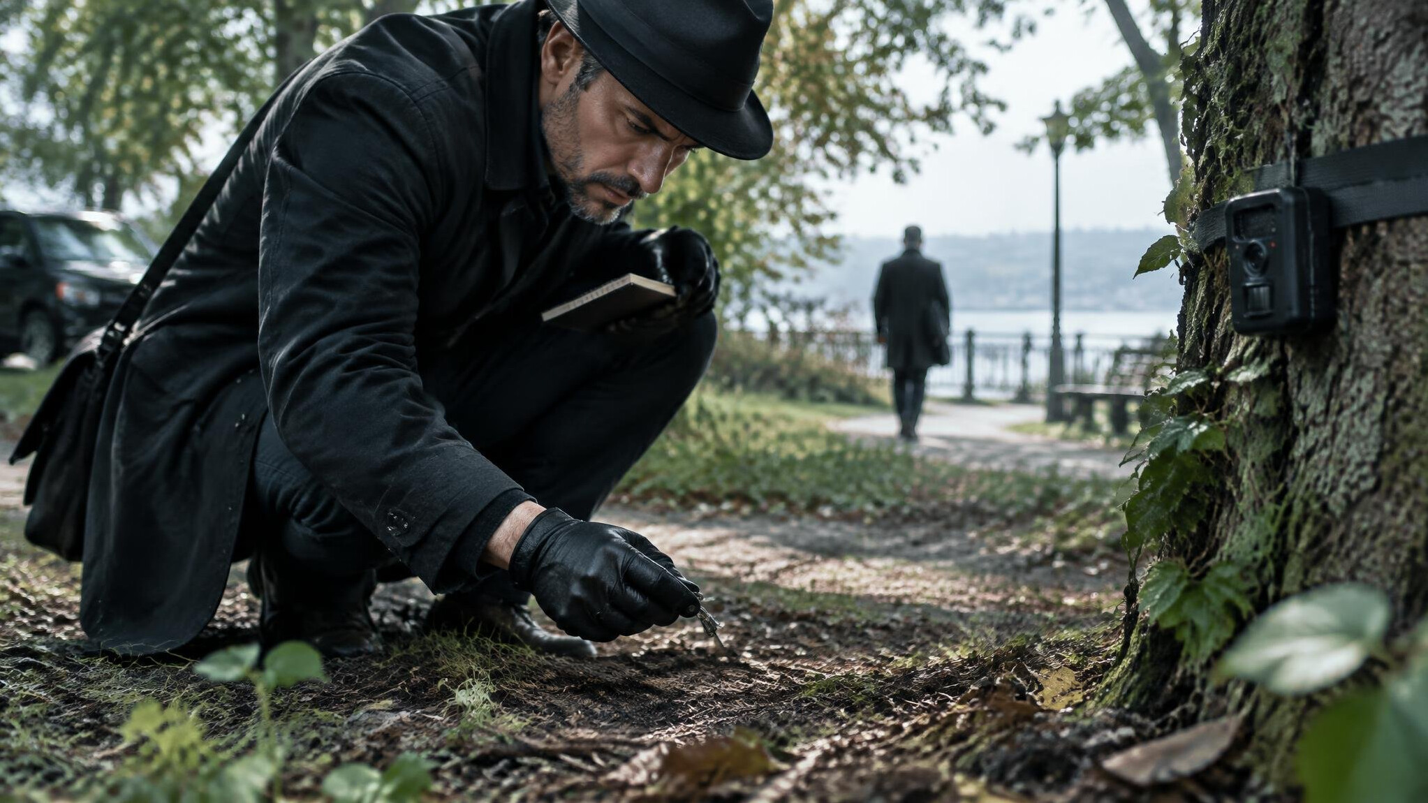 private investigator in field