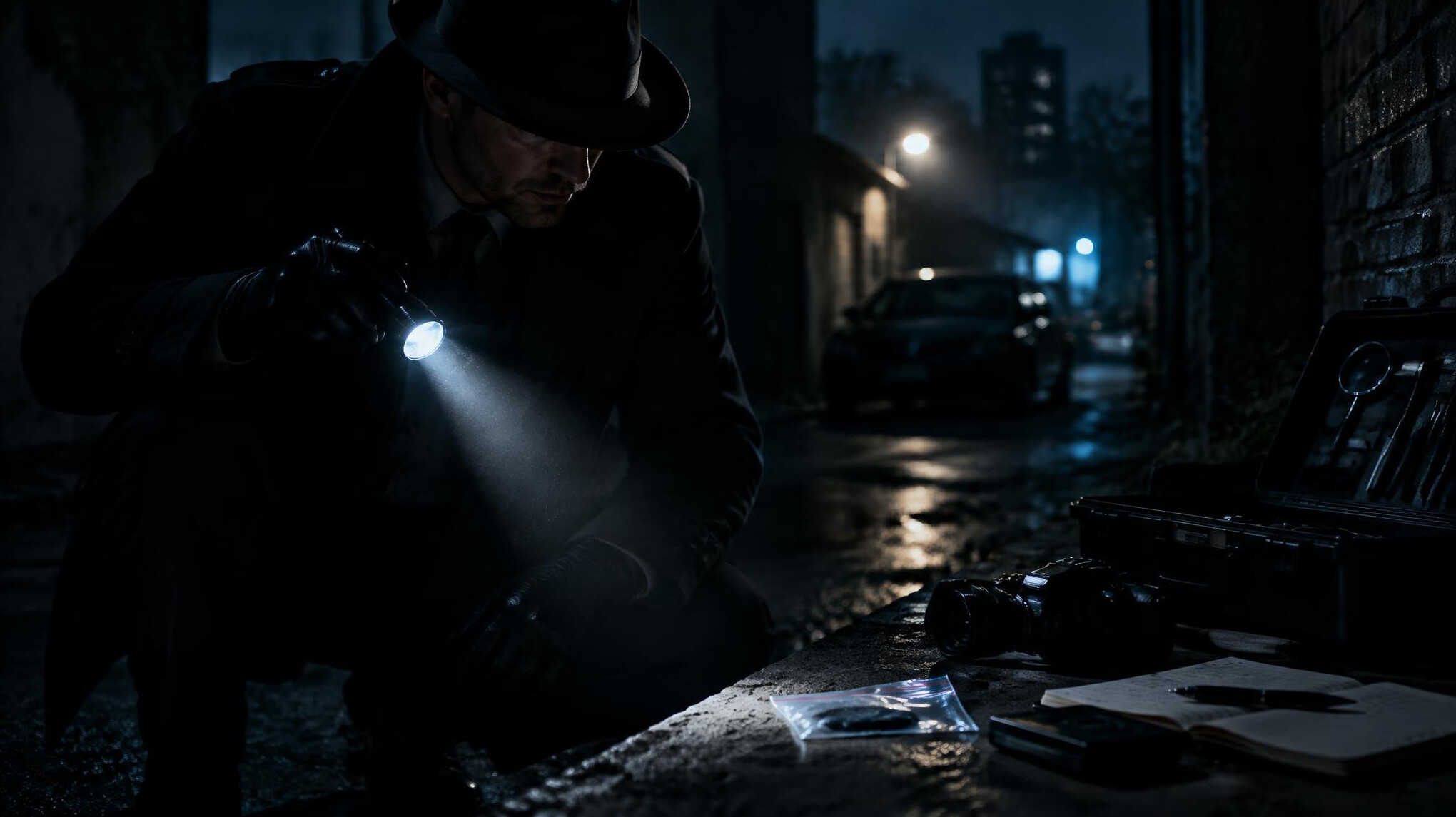 private investigator in shadows