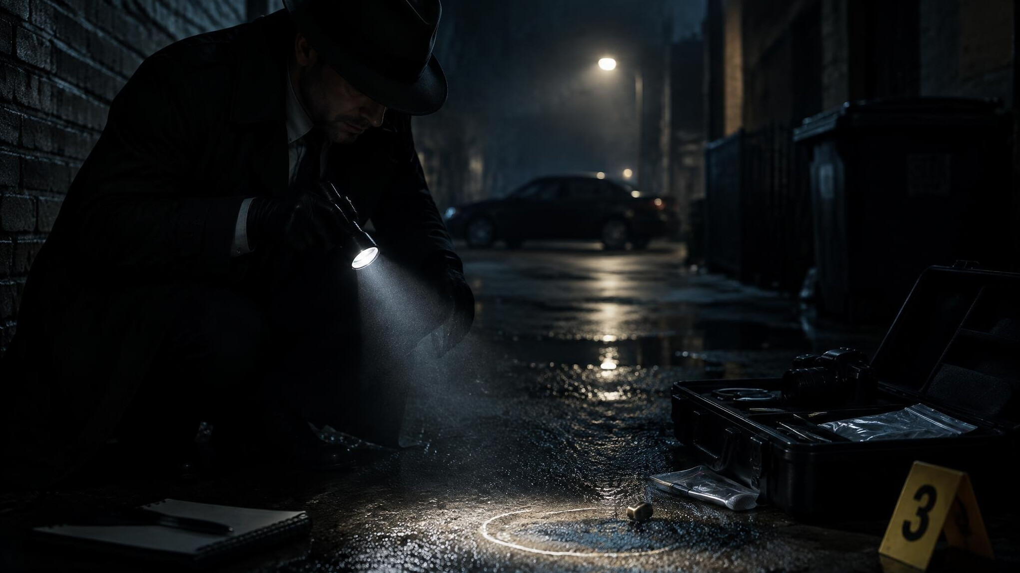 private investigator in shadows